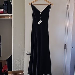 Long Black Crepe cocktail dress